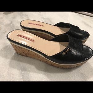 Black Prada wedges with cork sole size 38